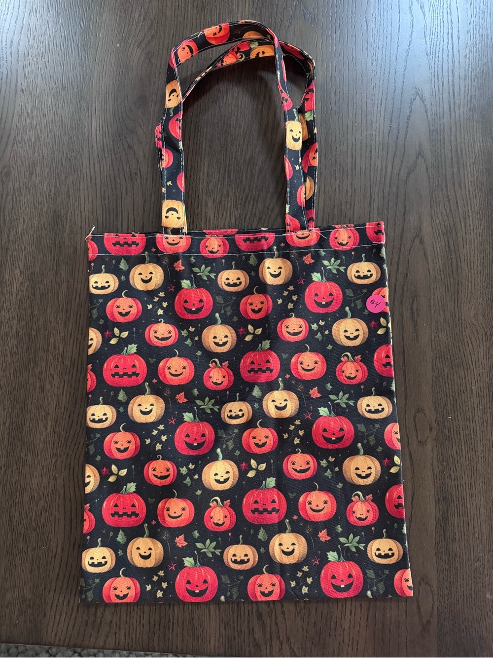 Halloween Pumpkin Tote Bag - Black, Orange, Cream